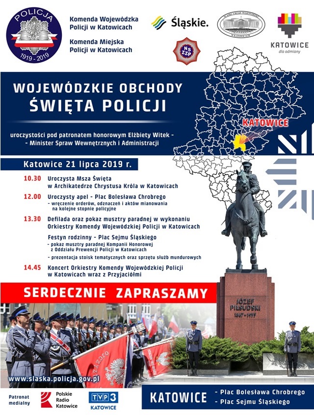 Plakat wojewódzkich obchodów Święta Policji 2019