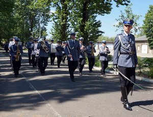Orkiestra Komendy Wojewódzkiej Policji w Katowicach, która uświetniła uroczystość na placu apelowym Oddziału Prewencji Policji w Katowicach.
