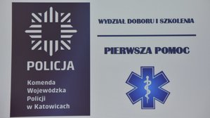 Zdjęcie kolorowe. Baner Wydziału Doboru i Szkolenia Komendy Wojewódzkiej Policji w Katowicach.