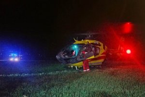 helikopter ratowniczy w miejscu wypadku