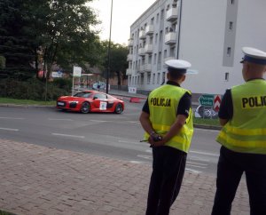Policjanci mikołowskiej drogówki w trakcie Rajdu Śląska w dniu 06.09.2019 r.